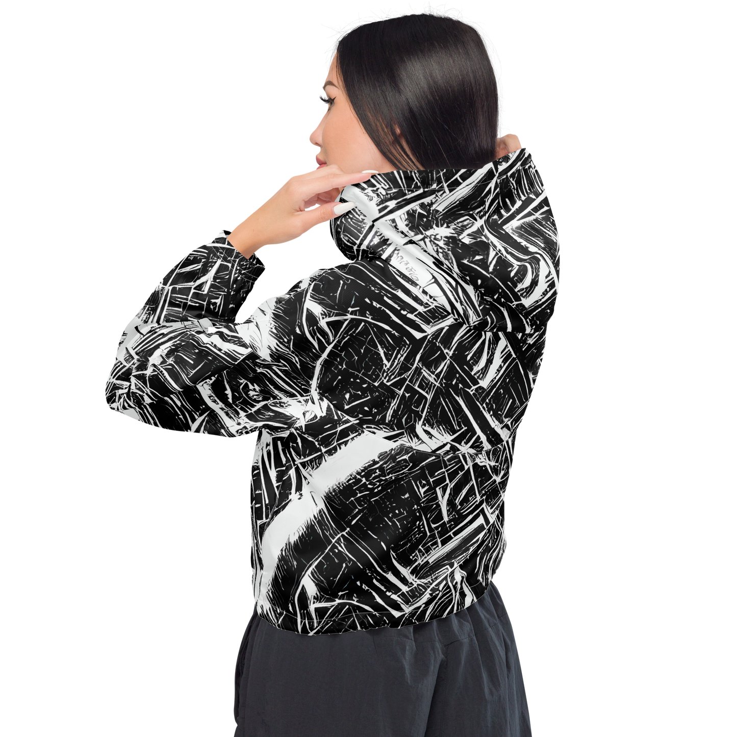 Women's Cropped Windbreaker - Ferriss Fractals