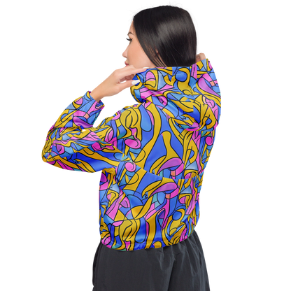 Women's Cropped Windbreaker - Cosmic Curves