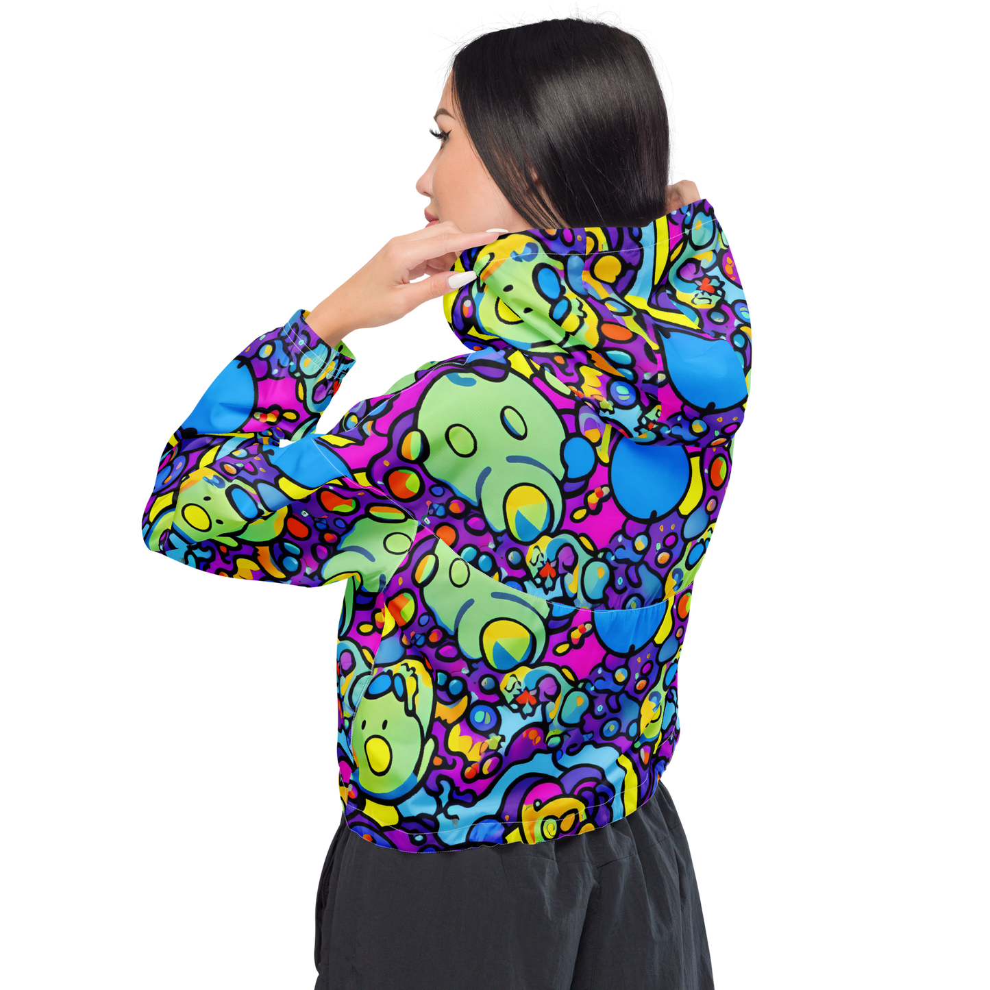 Women's Cropped Windbreaker - Enchanted Orbs