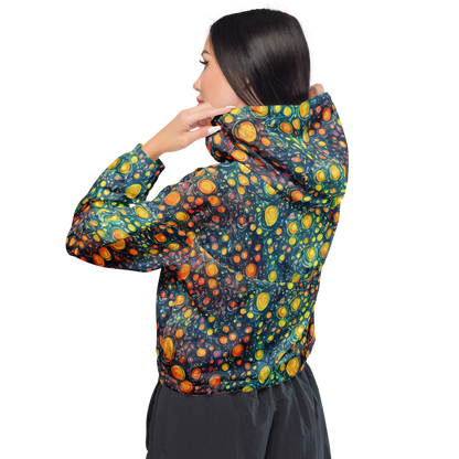 Women's Cropped Windbreaker - Starry Orbits