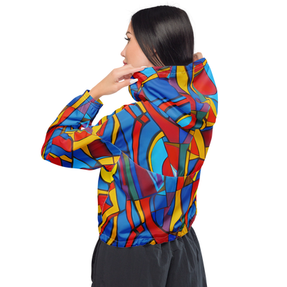 Women's Cropped Windbreaker - Mondrian Maze