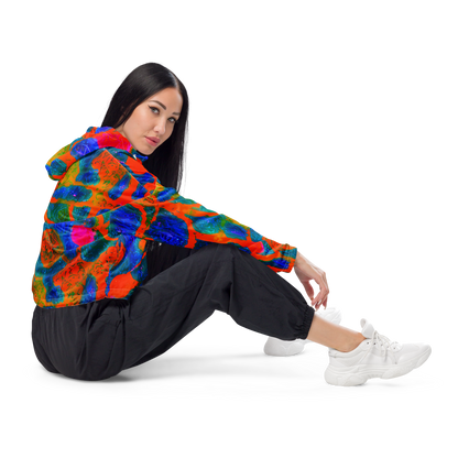 Women's Cropped Windbreaker - Vibrant Mosaic