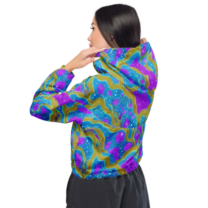 Women's Cropped Windbreaker - Mystic Waves