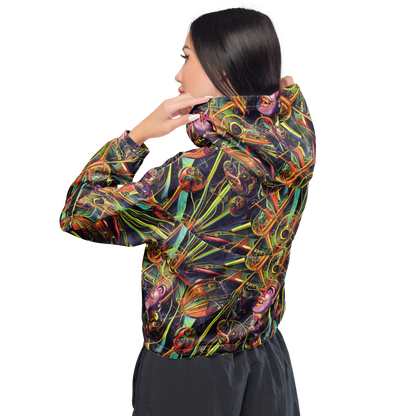 Women's Cropped Windbreaker - Psychedelic Deep Space