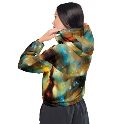 Women's Cropped Windbreaker - Abstract Tapestries