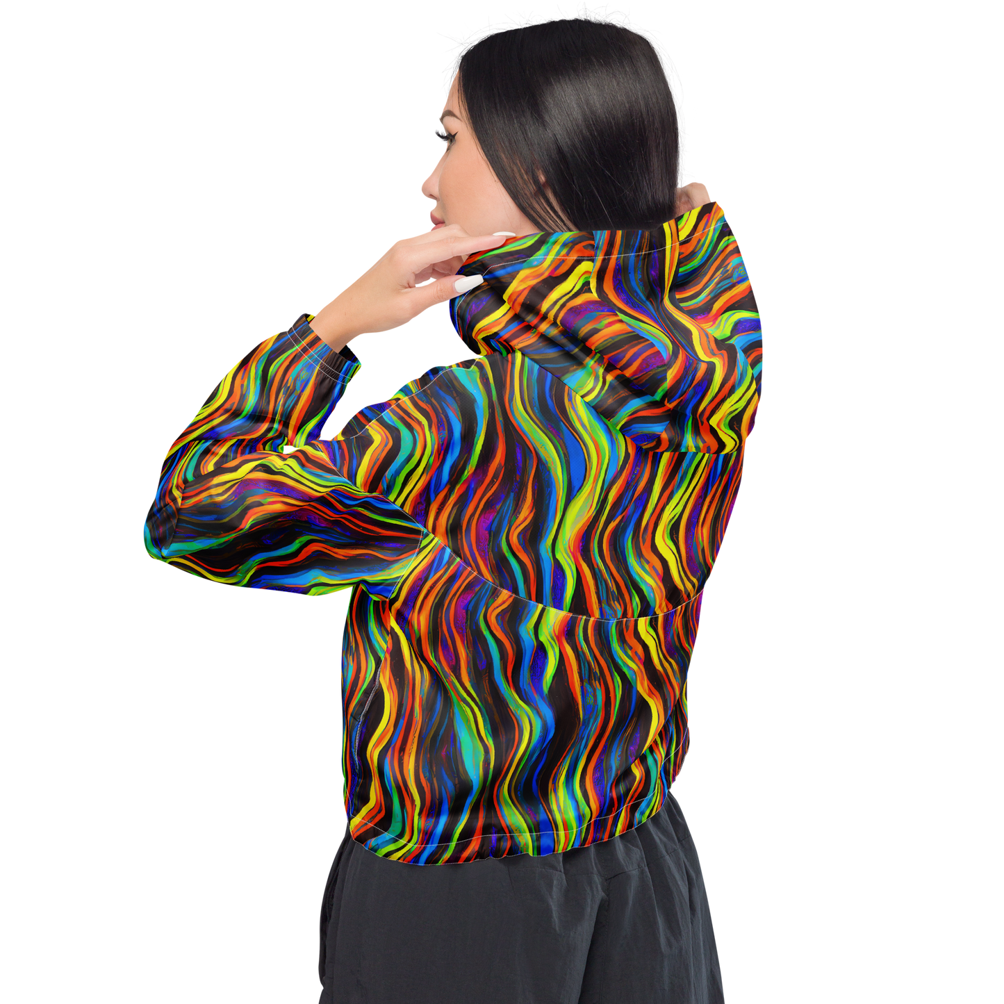 Women's Cropped Windbreaker - Celestial Waves