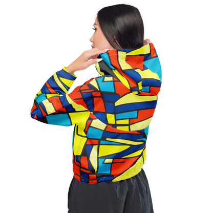 Women's Cropped Windbreaker - Neon Fractals