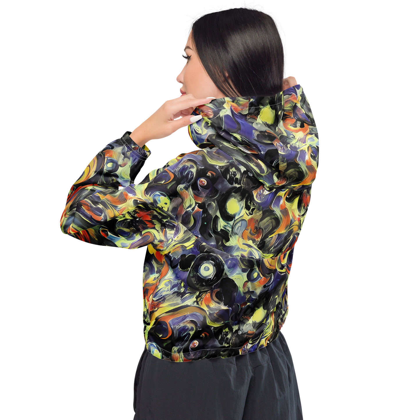 Women's Cropped Windbreaker - Twilight Chaos