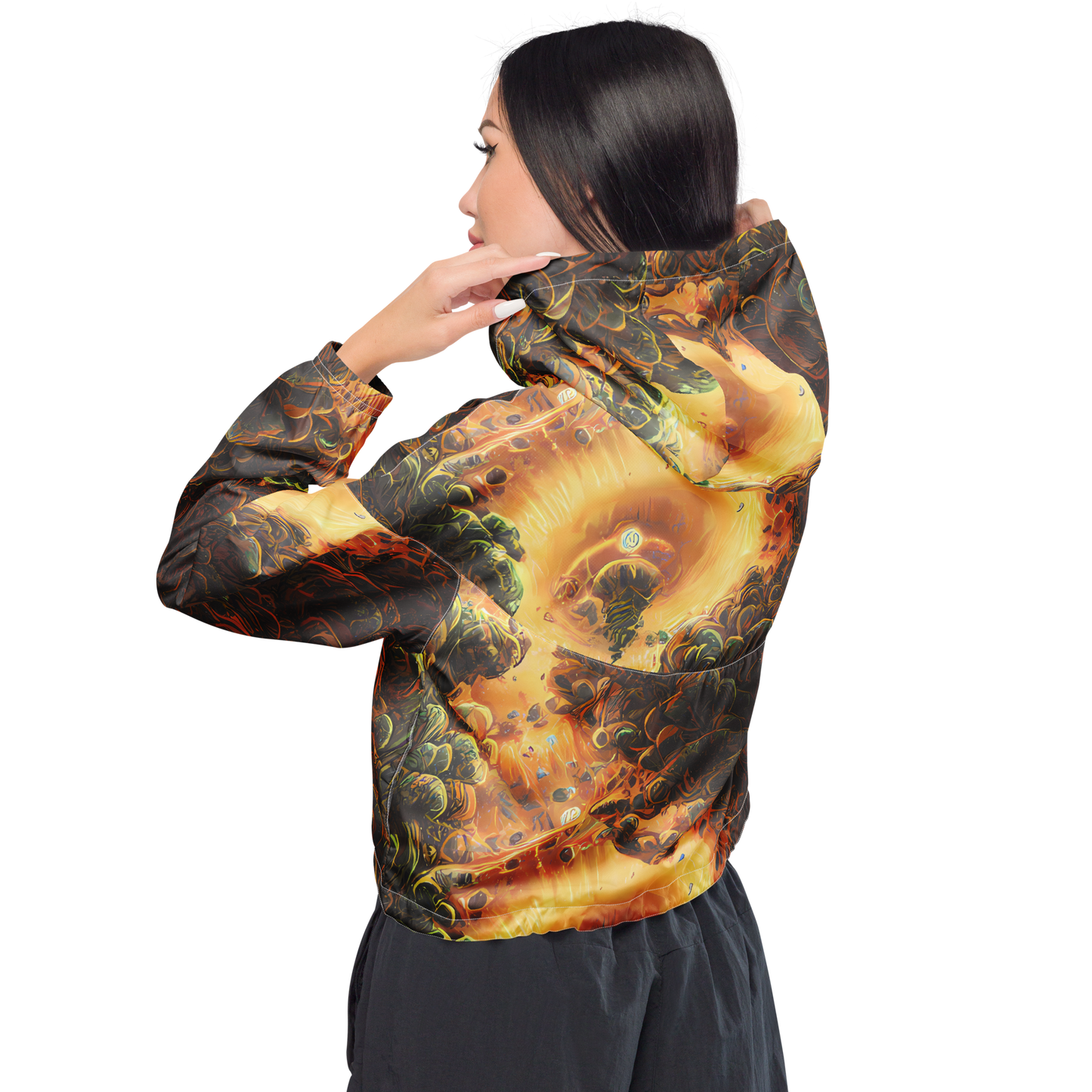 Women's Cropped Windbreaker - Volcanic Cascade