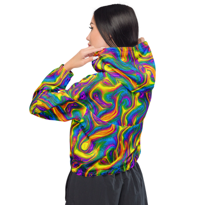 Women's Cropped Windbreaker - Electric Aurora