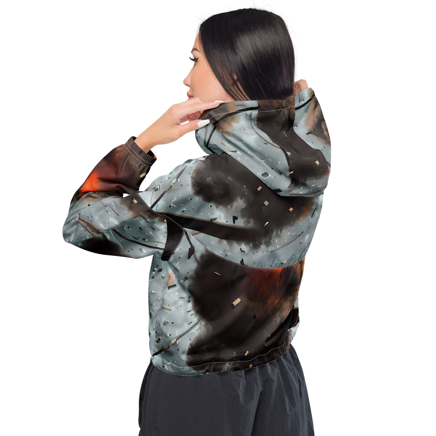 Women's Cropped Windbreaker - Celestial Collision