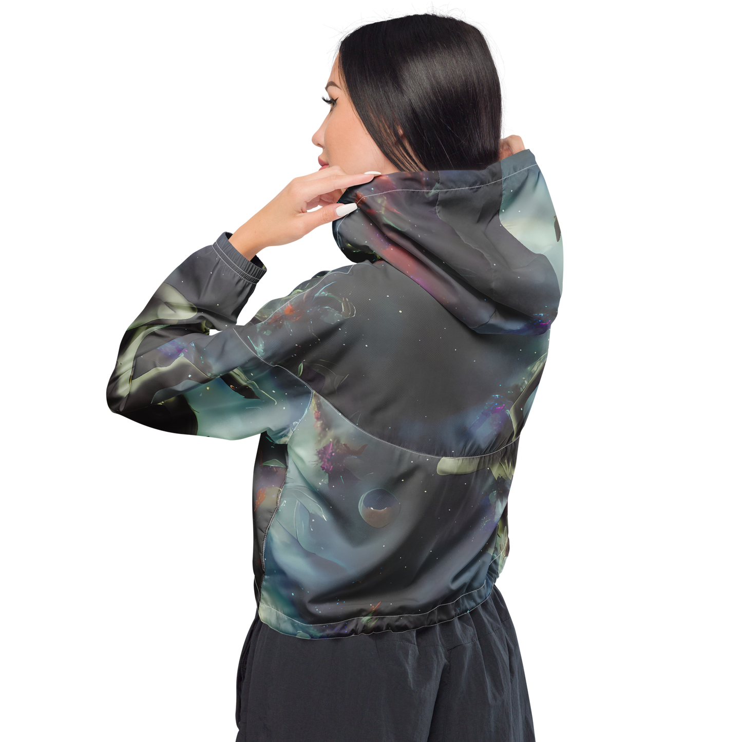 Women's Cropped Windbreaker - Cosmic Dancer