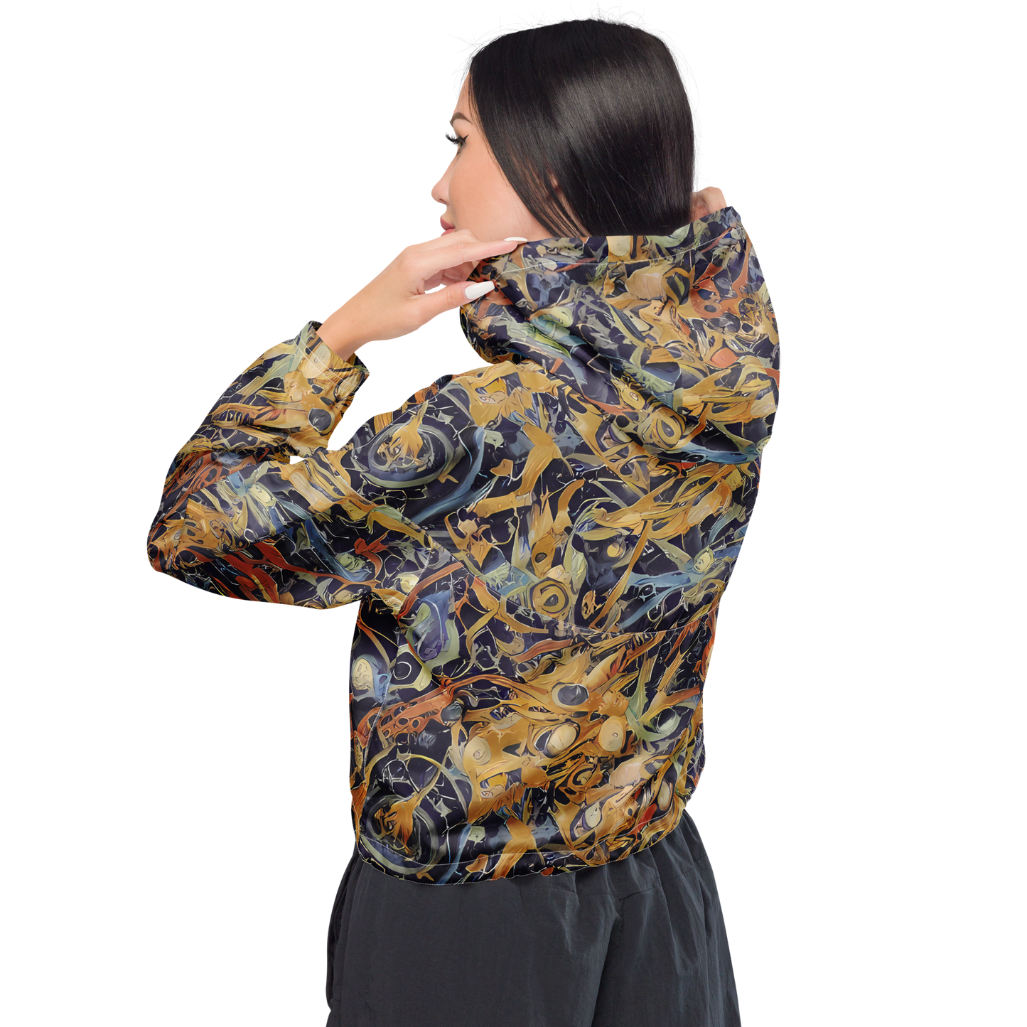 Women's Cropped Windbreaker - Quantum Symmetry