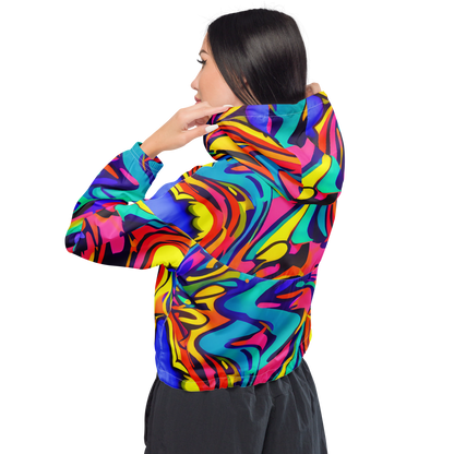 Women's Cropped Windbreaker - Electric Ecstasy