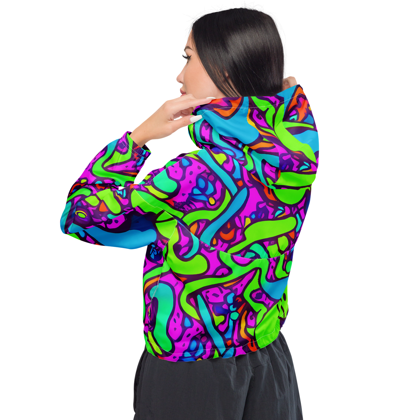 Women's Cropped Windbreaker - Funky Vortex