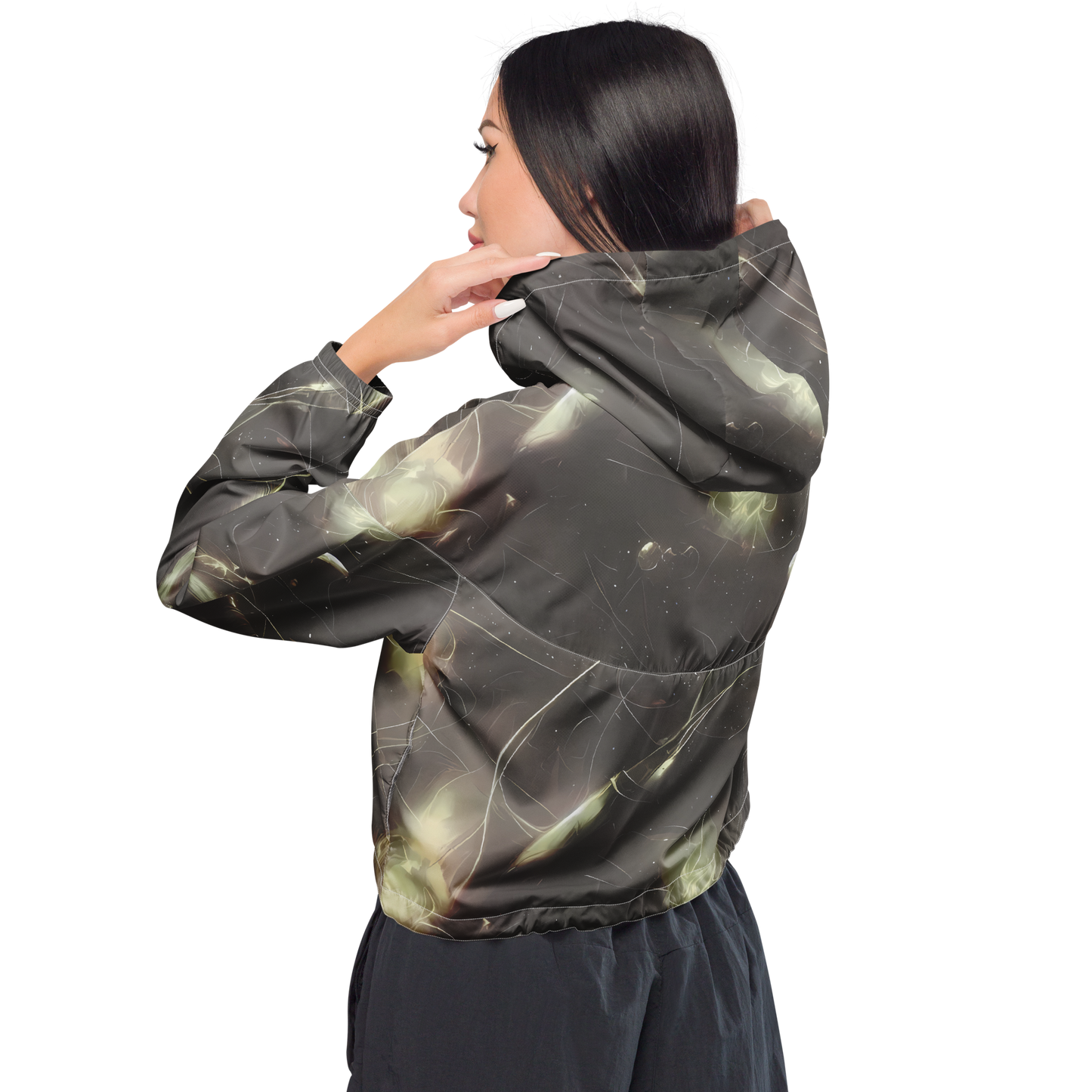 Women's Cropped Windbreaker - Nebula Veins