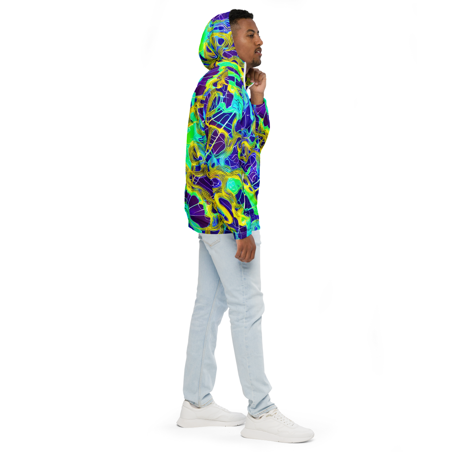 Men's Windbreaker - Neon Jungle Rhapsody