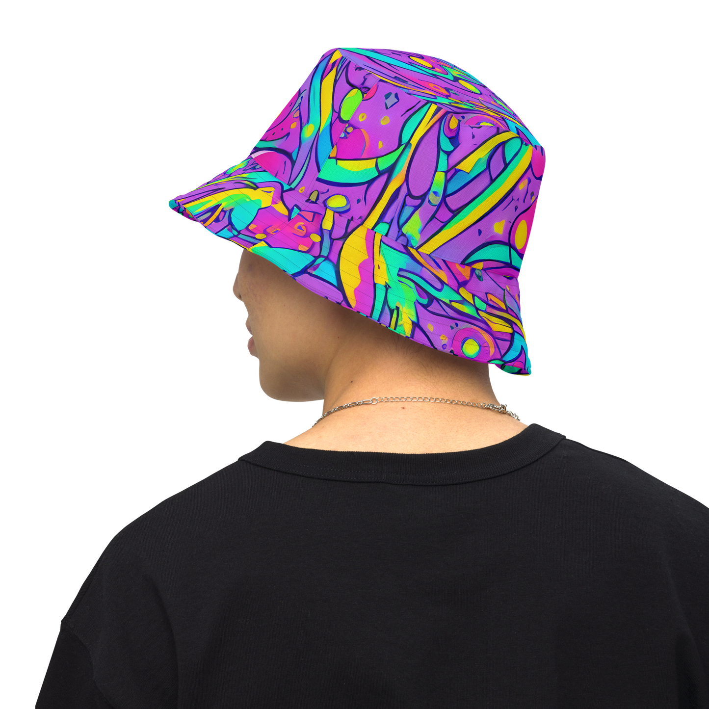 Reversible Bucket Hat - Neon Galaxy Whirl