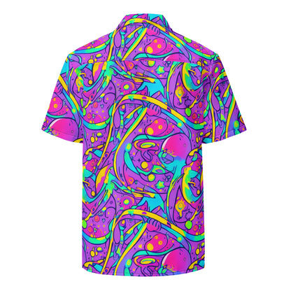 Button Shirt - Neon Galaxy Whirl
