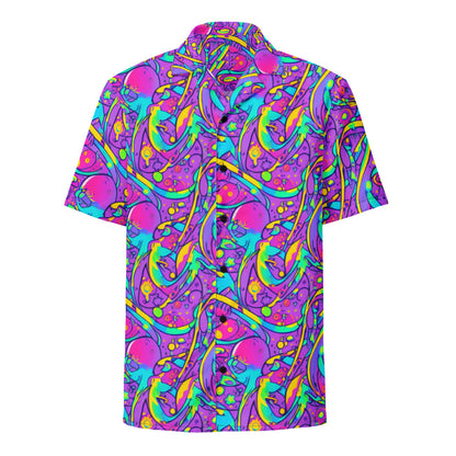 Button Shirt - Neon Galaxy Whirl