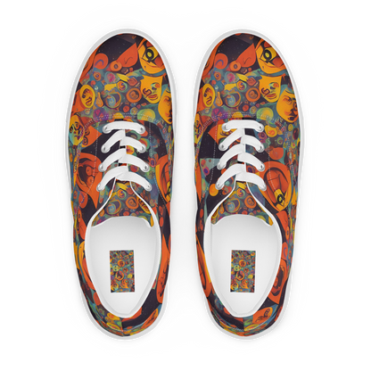 Women's Lace-Up Canvas Shoes - Galactic Faces