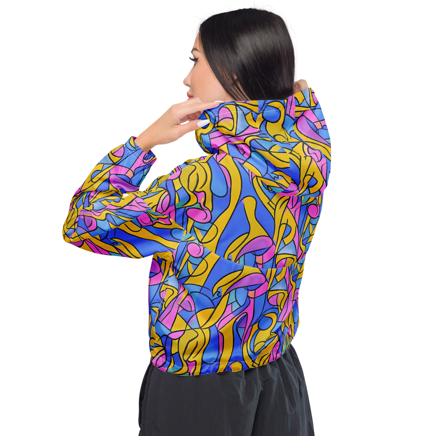 Women's Cropped Windbreaker - Cosmic Curves