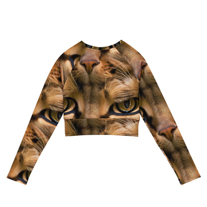 Long Sleeve Crop Top - Feline Whisper
