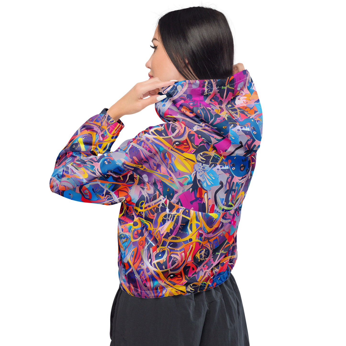 Women's Cropped Windbreaker - Vibrant Fusion