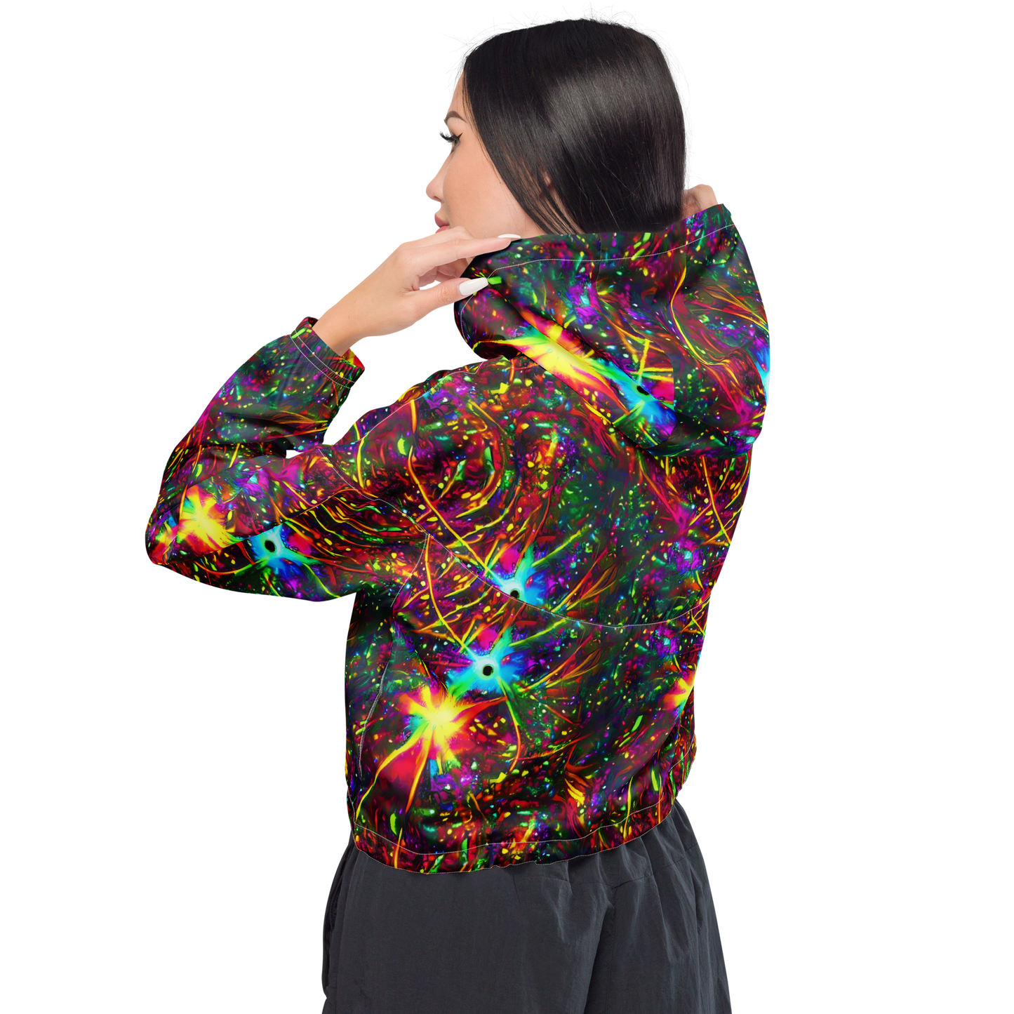 Women's Cropped Windbreaker - Stellar Burst