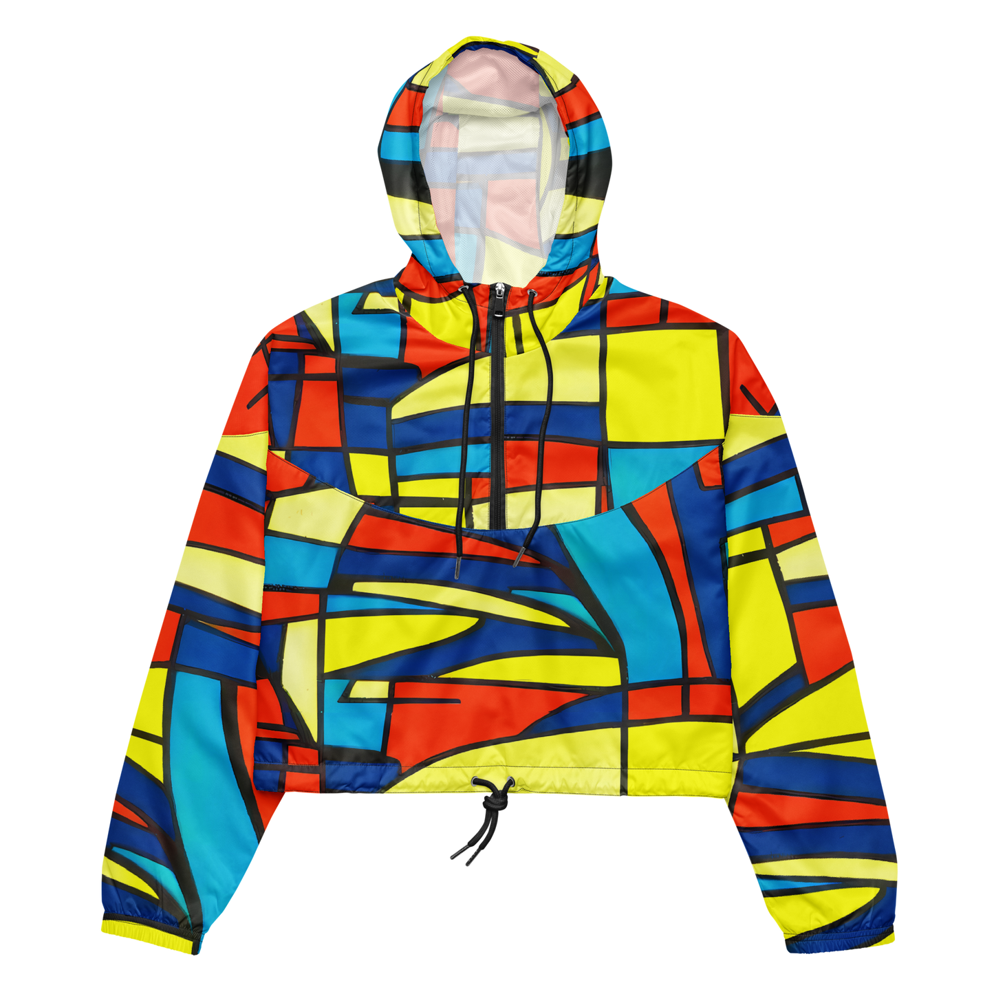 Women's Cropped Windbreaker - Neon Fractals