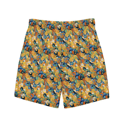 Swim Trunks - Whimsical Feline Dance