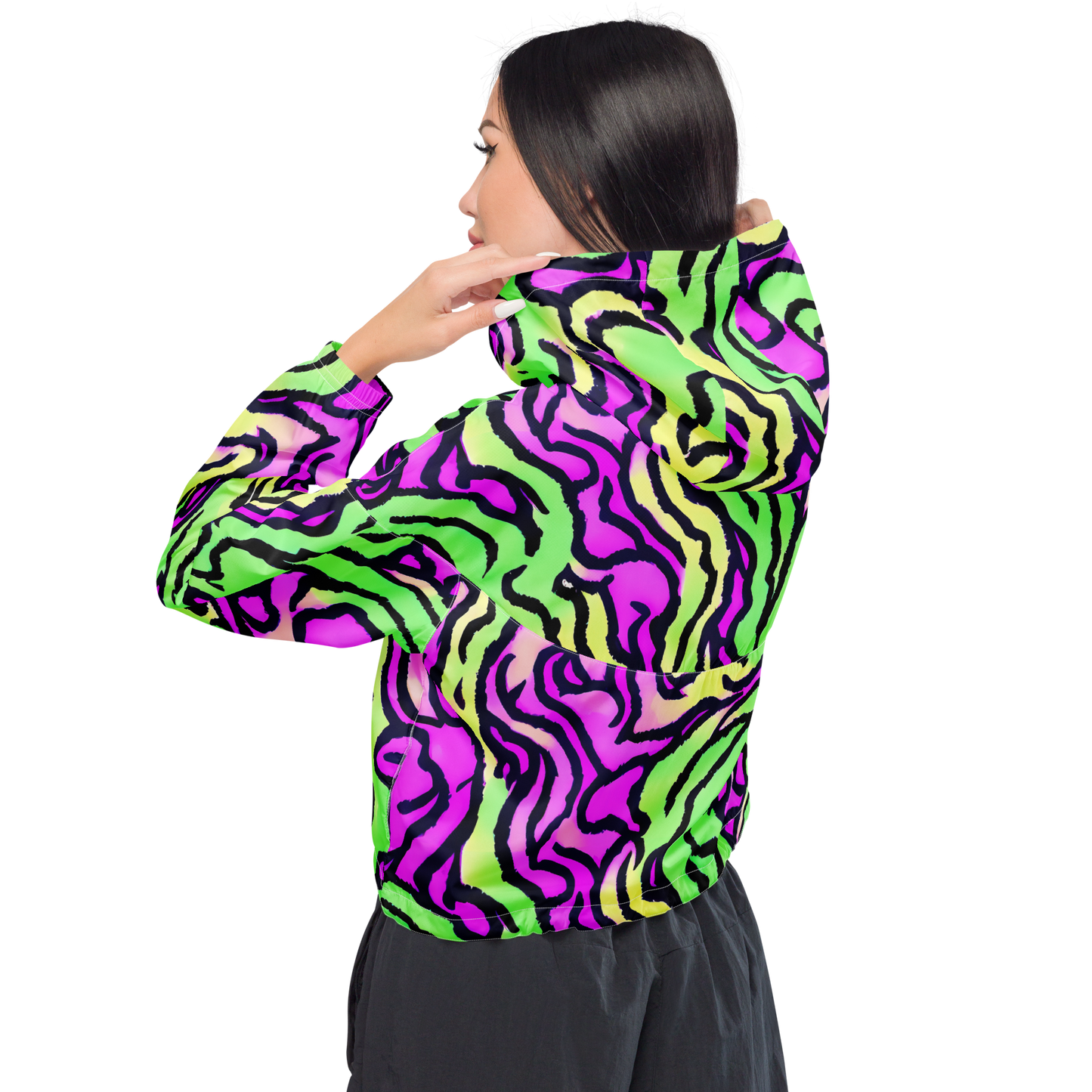 Women's Cropped Windbreaker - Mintchine Maze