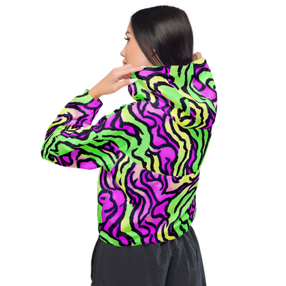 Women's Cropped Windbreaker - Mintchine Maze