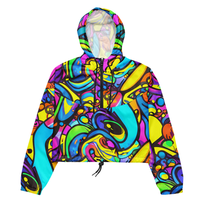 Women's Cropped Windbreaker - Kaleidoscopic Flow