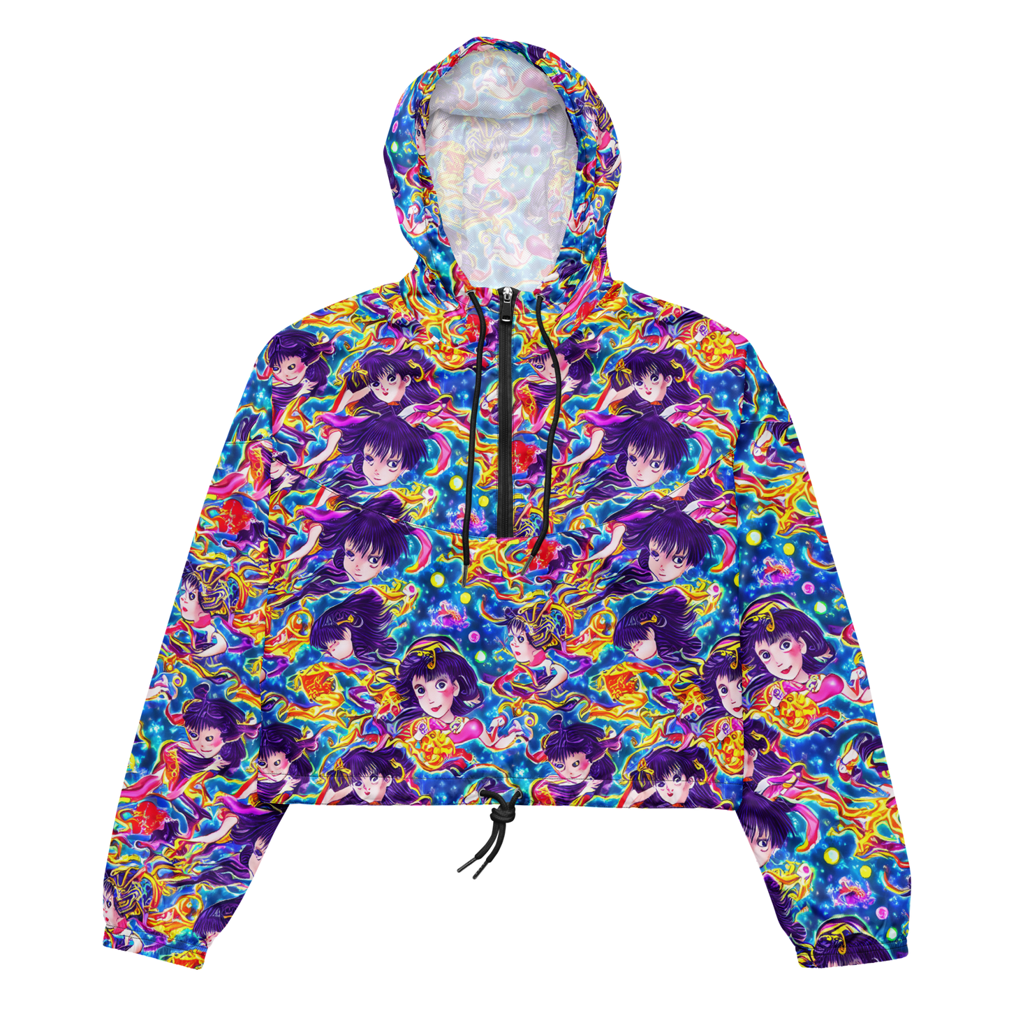 Women's Cropped Windbreaker - Aquatic Whim