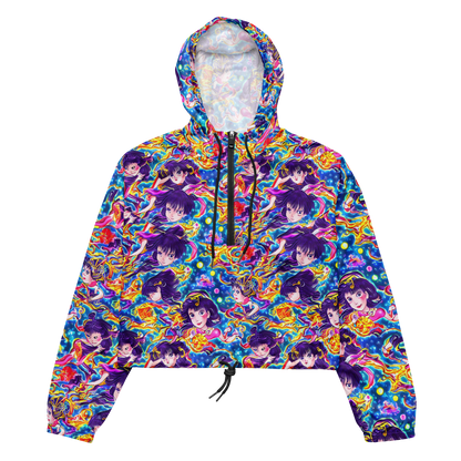 Women's Cropped Windbreaker - Aquatic Whim