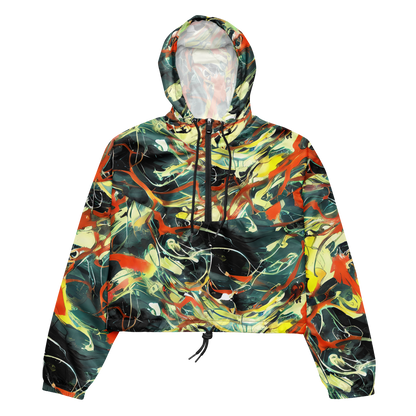 Women's Cropped Windbreaker - Fluid Firestorm