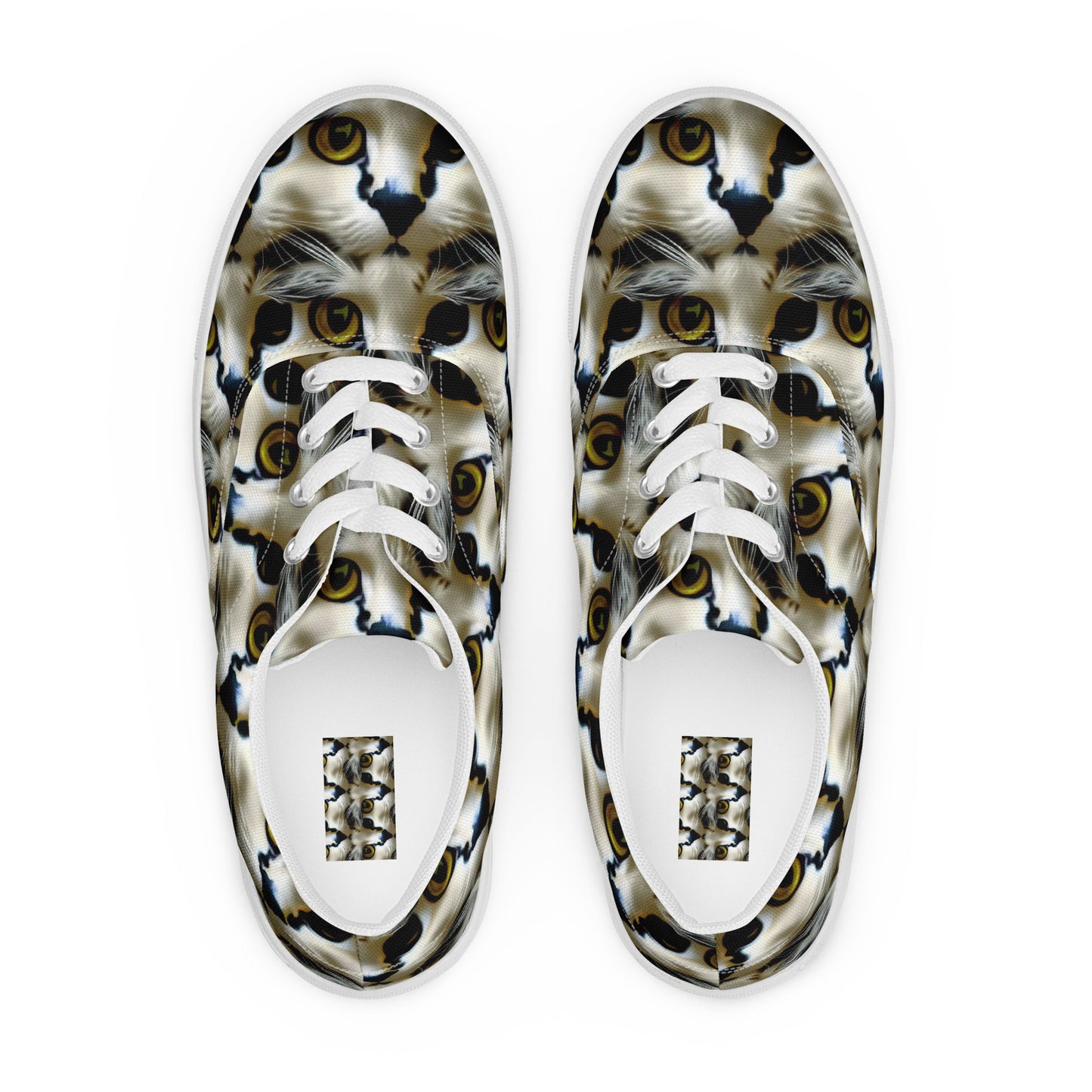 Women's Lace-Up Canvas Shoes - Feline Fancy