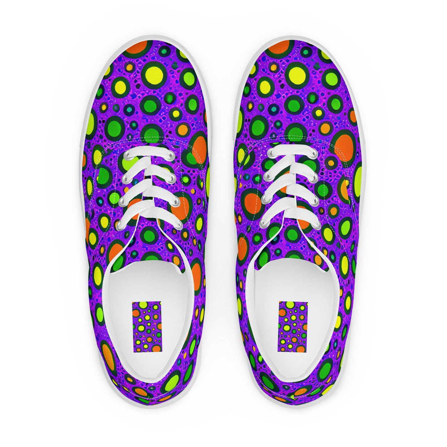 Women's Lace-Up Canvas Shoes - Luminous Bubbles