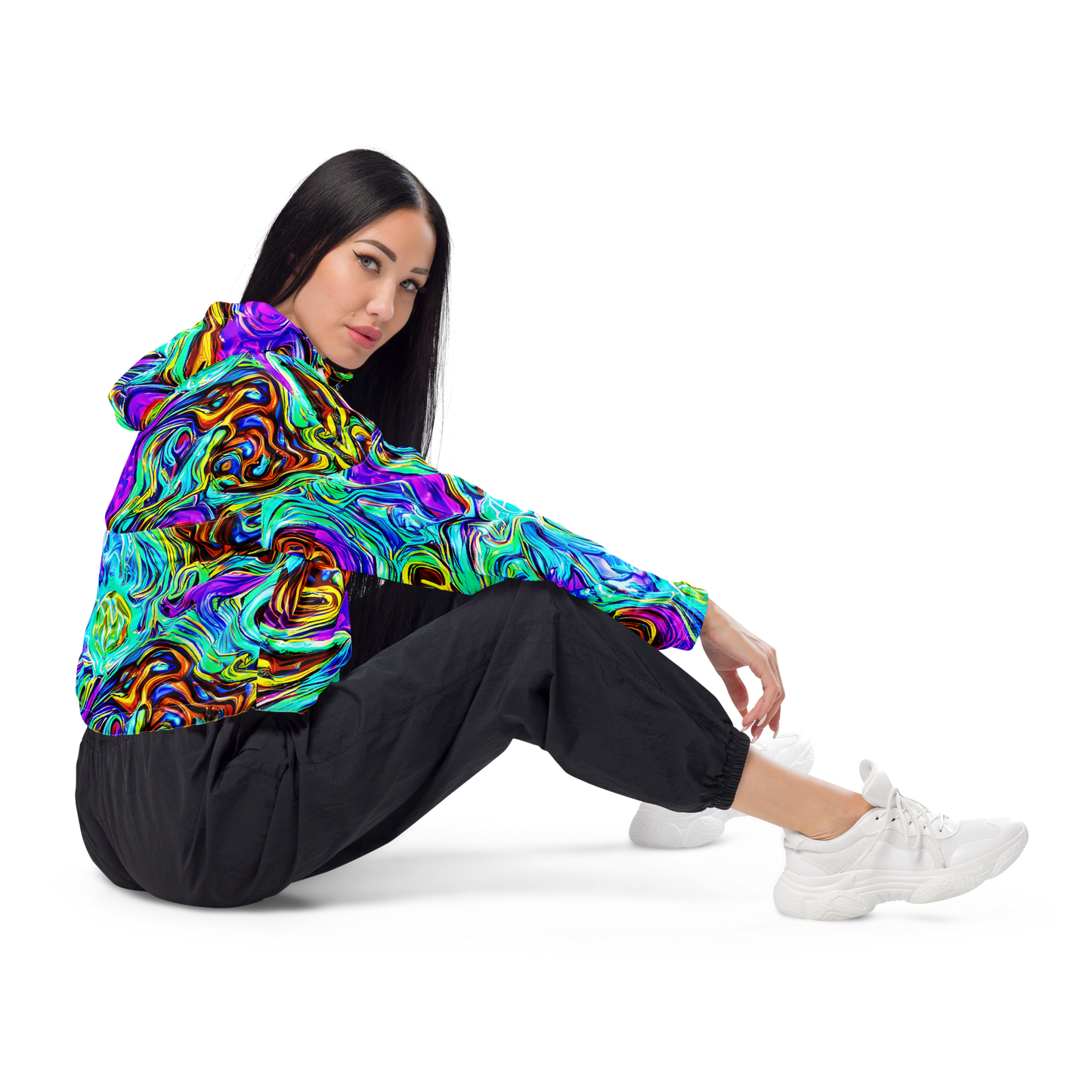 Women's Cropped Windbreaker - Mystic Iridescence