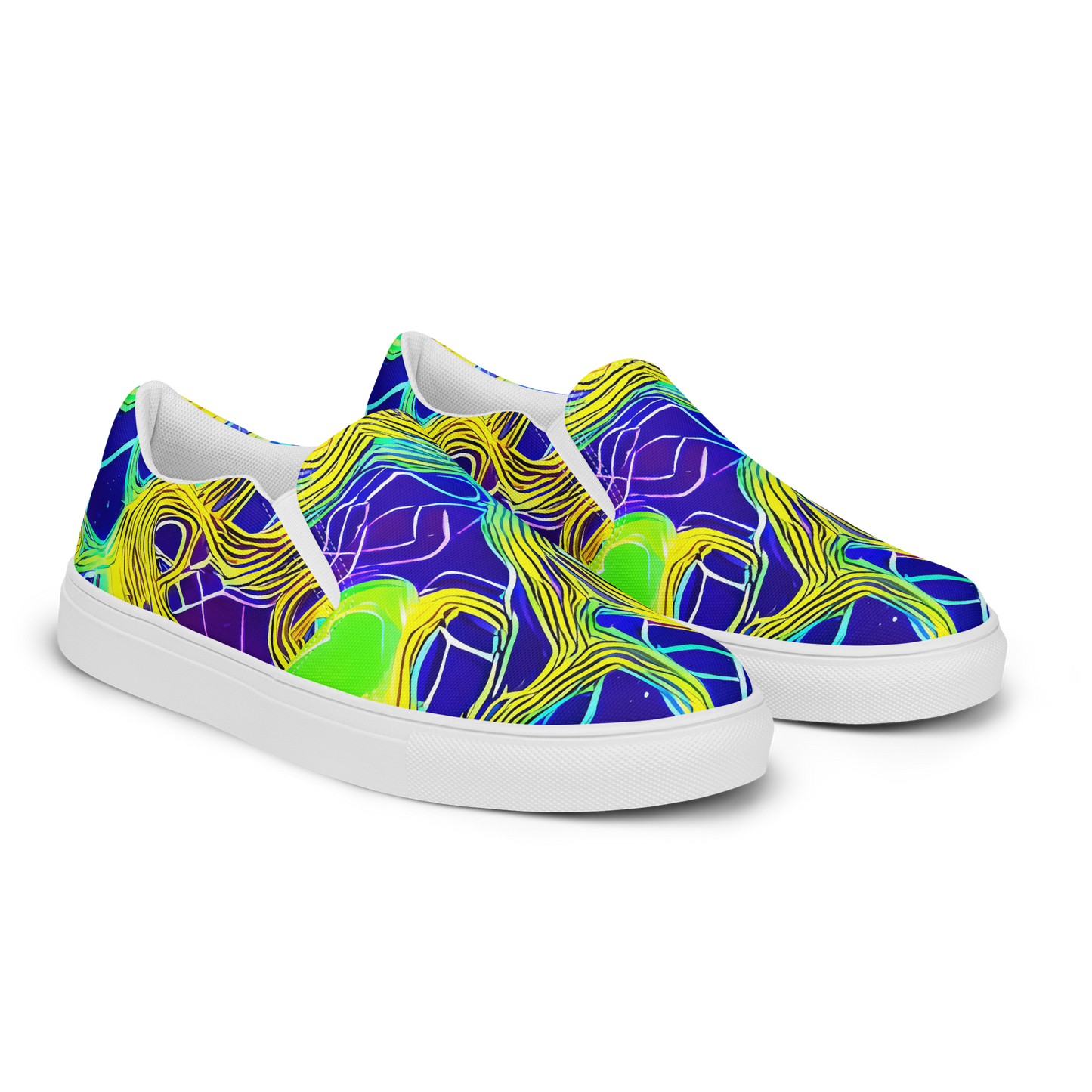 Men's Slip-On Canvas Shoes - Neon Jungle Rhapsody