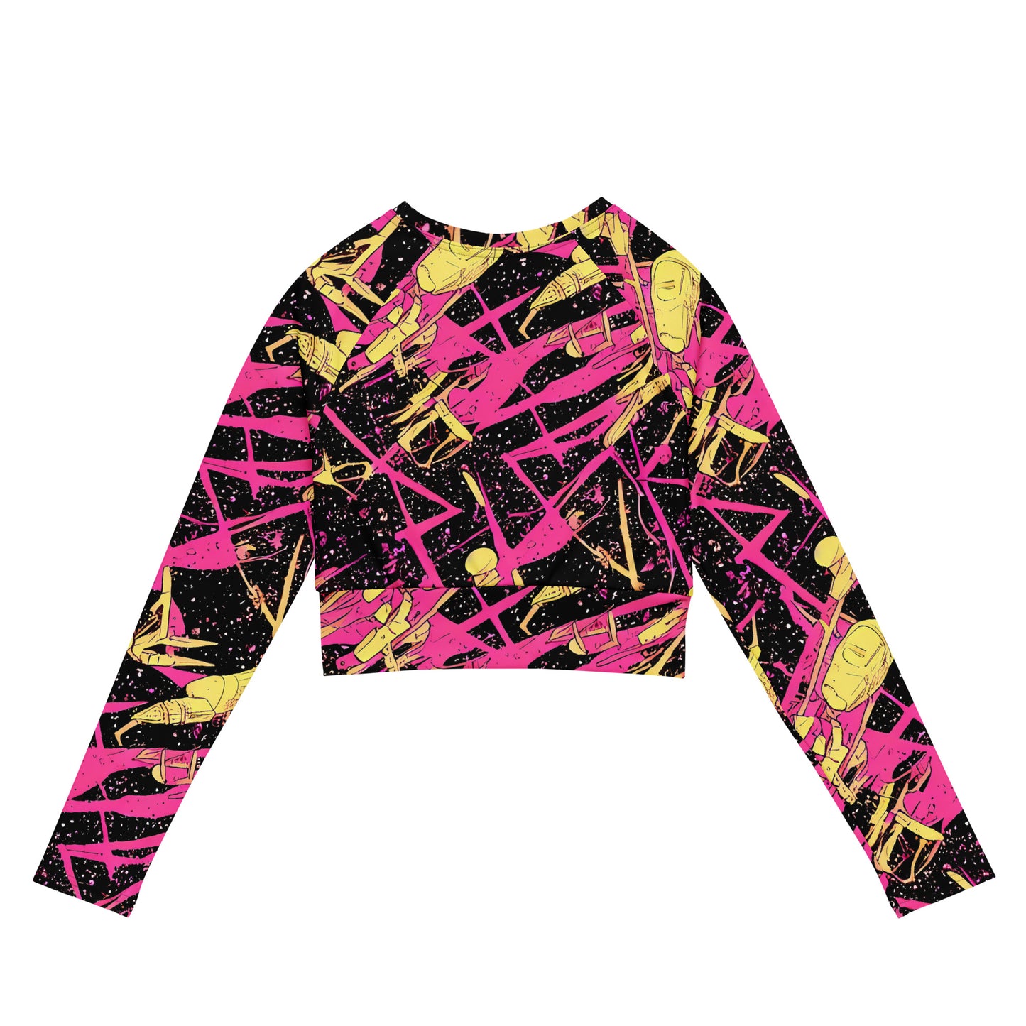 Long Sleeve Crop Top - Galaxy Graffiti