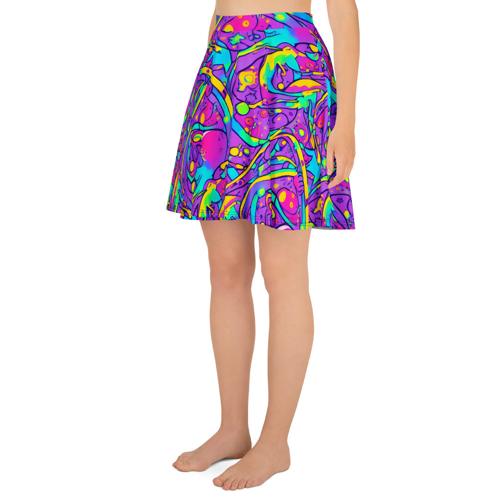 Skater Skirt - Neon Galaxy Whirl