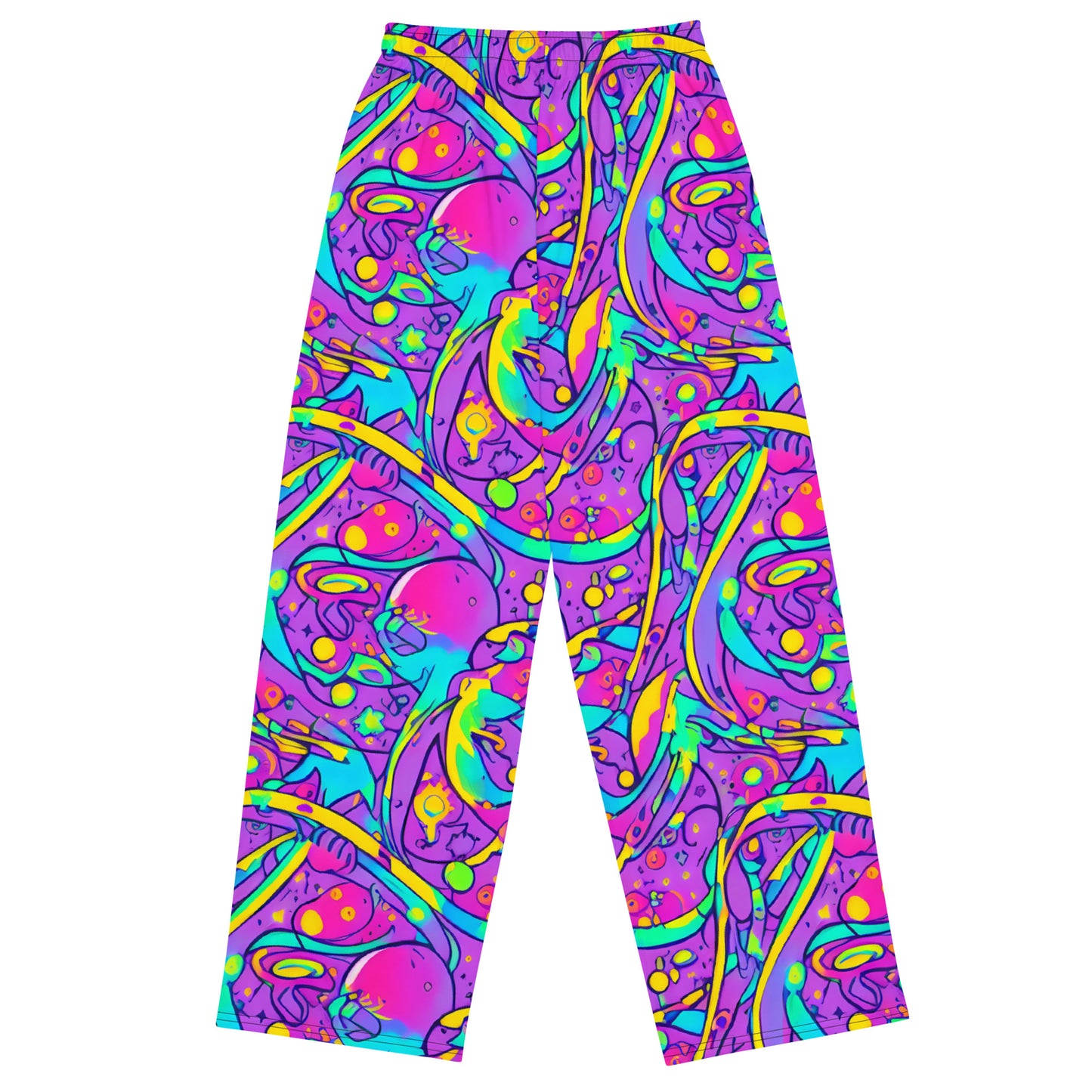 Wide-Leg Pants - Neon Galaxy Whirl