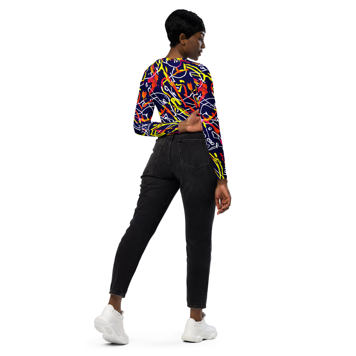 Long Sleeve Crop Top - Neon Currents