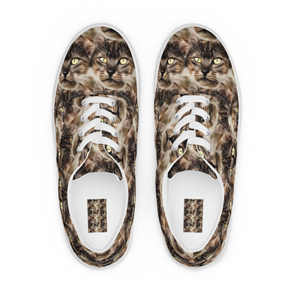 Women's Lace-Up Canvas Shoes - Feline Reverie
