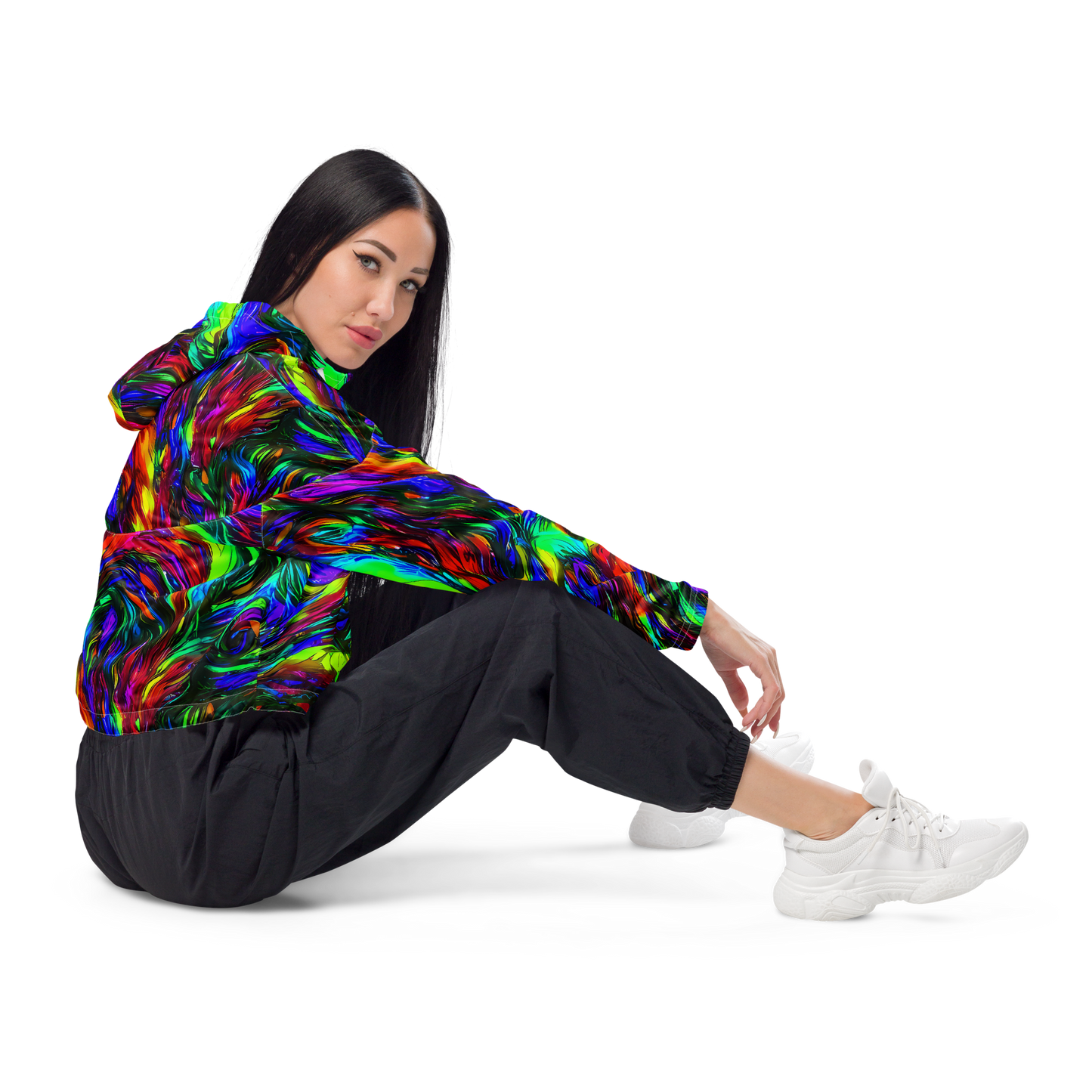 Women's Cropped Windbreaker - Calraet Swirl