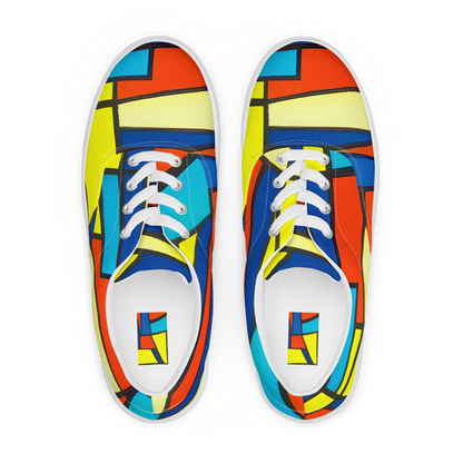 Women's Lace-Up Canvas Shoes - Neon Fractals