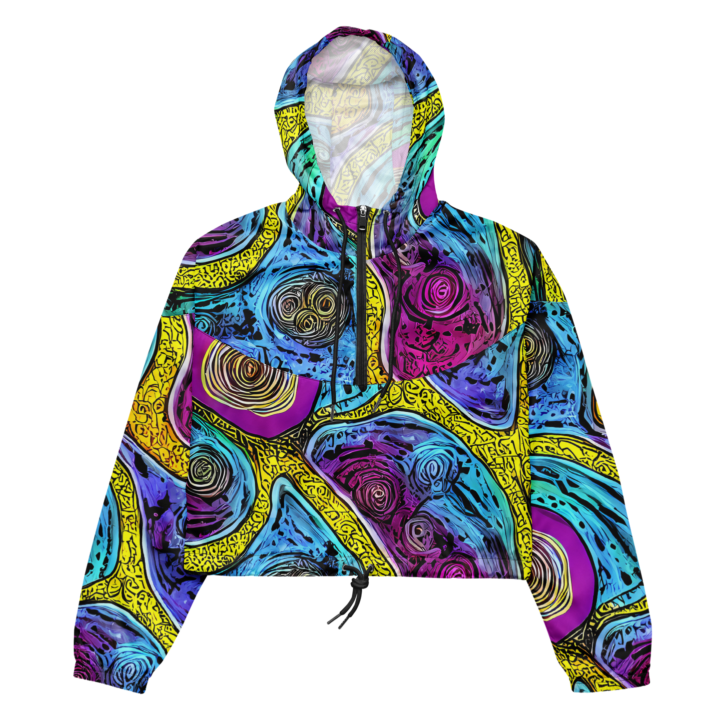 Women's Cropped Windbreaker - Orbiting Orbs