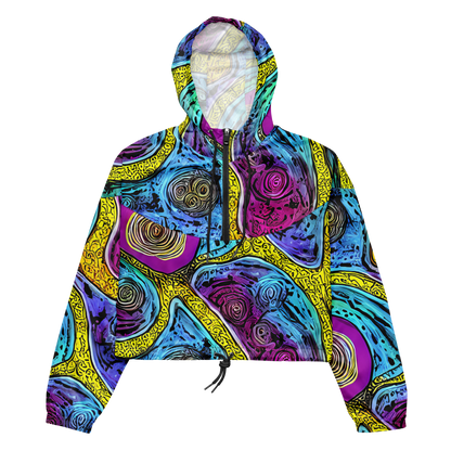 Women's Cropped Windbreaker - Orbiting Orbs